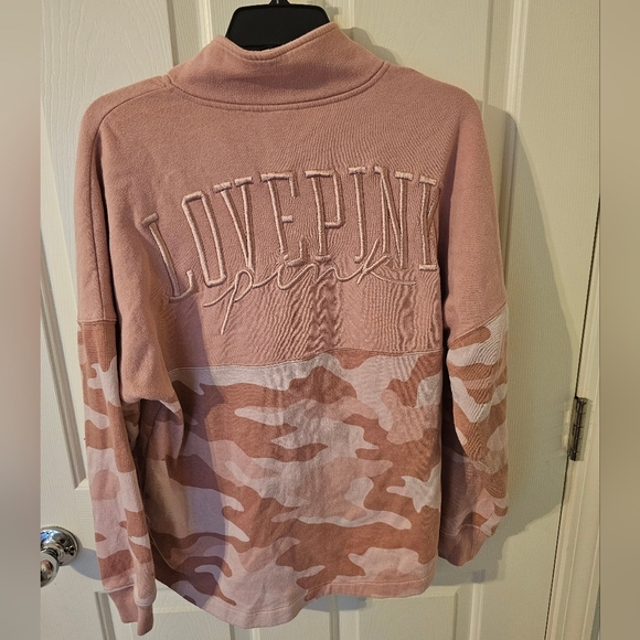 Victoria's Secret PINK Light Pink Camo Varsity Half Zip Pullover Size XS - Picture 4 of 5